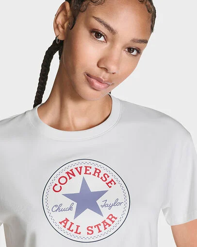Chuck Taylor All Star Patch Cropped T-Shirt White, Detail View