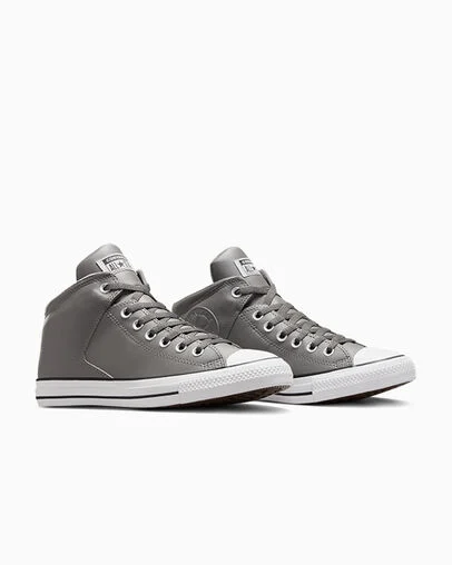Chuck Taylor All Star High Street Faux-Leather Sharkskin/Sharkskin/White, Top and Side View