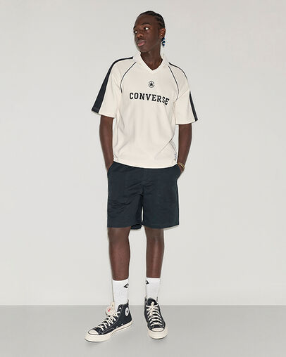 Retro Jersey Polo Converse Egret, Full Body View