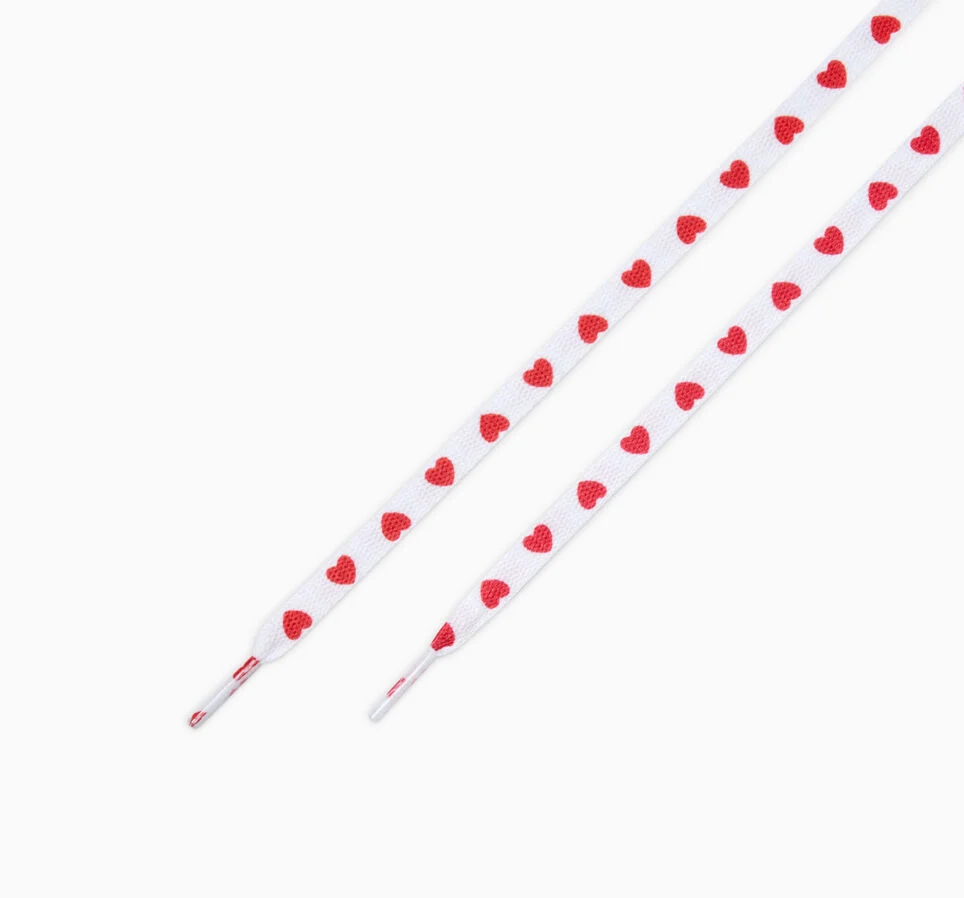 54 Inch Heart Print Laces White
