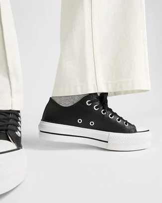 Chuck Taylor All Star Lift Platform Leather Black/Black/White, Outer Side View