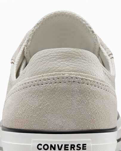 Chuck Taylor All Star Leather & Suede (Wide Width) Warm Clay/Egret/Black, Detail Angle View