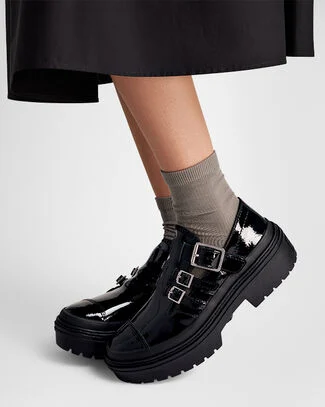 Chuck Taylor All Star Lugged Heel Mary Jane Platform Patent Leather Black/Black/Egret, Outer Side View