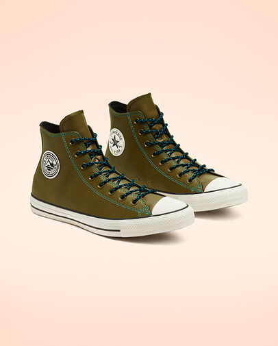 Tumbled Leather Chuck Taylor All Star Surplus Olive/Turbo Green/Egre