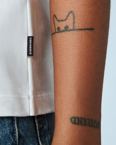 Festival Print Chuck Taylor Patch Short Sleeve T-Shirt White, Detail View