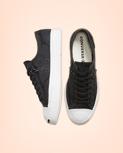 Faux Fur-Lined Leather Jack Purcell Black/Egret/White