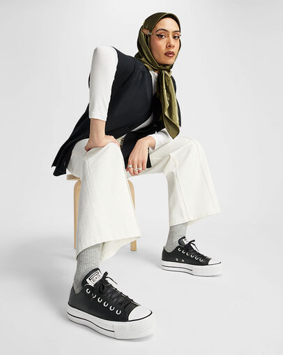 Chuck Taylor All Star Lift Platform Leather Black/Black/White