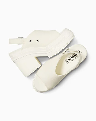 Chuck 70 De Luxe Heel Sandal Platform Egret/Egret/Egret, Angled View