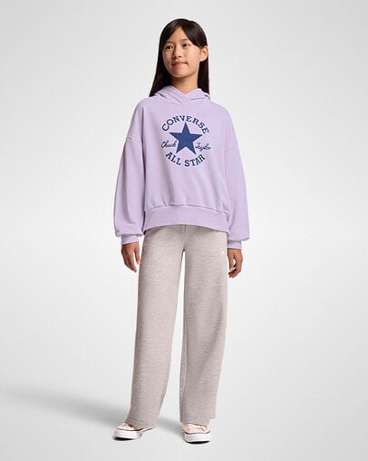 Chuck Patch Relaxed Hoodie Lavender Latte Purple, Full Body View