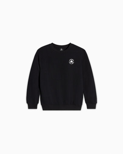 Textured Logo Crew Neck Black, Front View