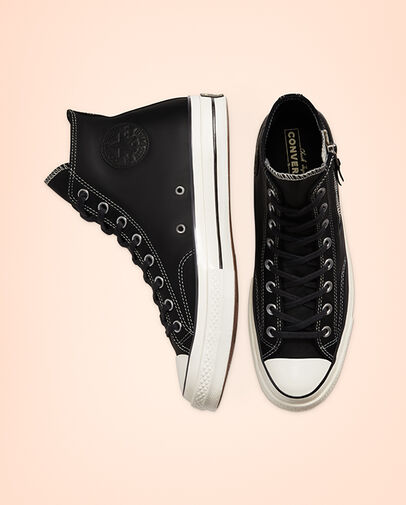 Leather Side Zip Chuck 70 Black/Egret/Egret