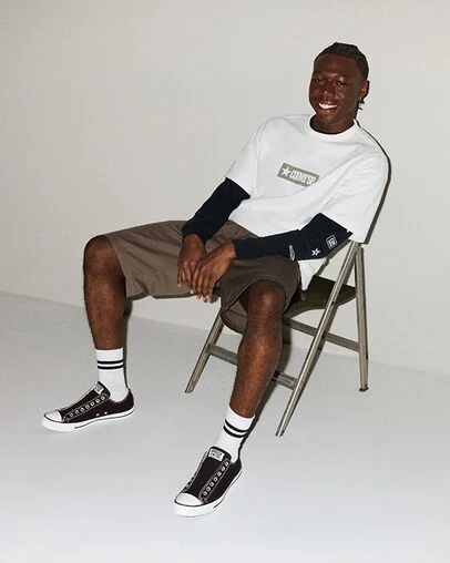 Chuck Taylor All Star Slip On Black/White/Black, On Foot Shot 1