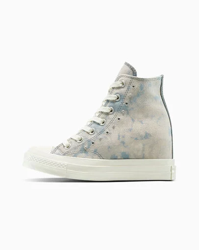 Chuck 70 Wedge Platform Washed Denim Wet Stone/Wet Stone/Egret, Inner Side View