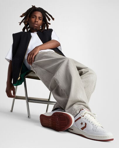 Converse Weapon Leather White/White/Park Red, On Foot Shot 2