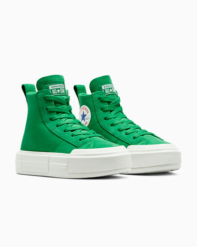 Converse Cruise Canvas & Suede Green/Green/Vintage White, Top and Side View