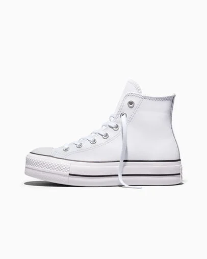 Chuck Taylor All Star Leather Platform White/Black/White, Inner Side View