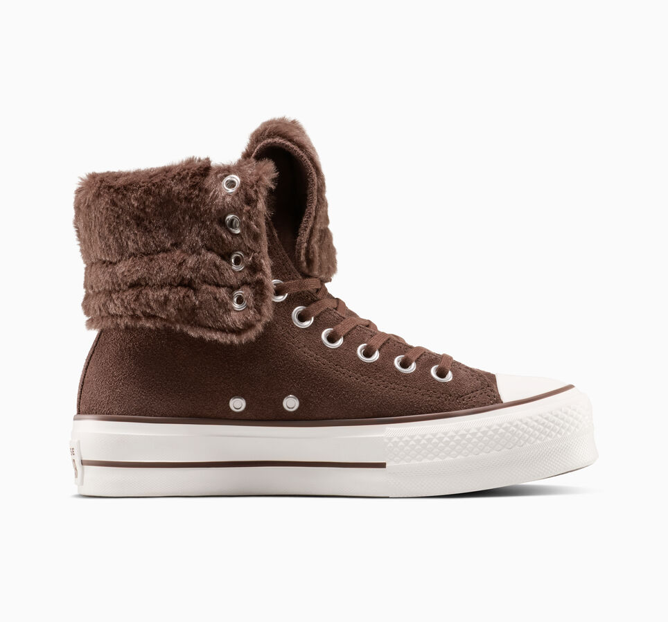 Chuck Taylor All Star Fold-Over Lift Platform XHi Faux Fur Totally Fudged/Totally Fudged