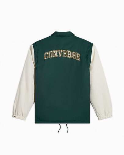 Retro Color Blocked Coaches Jacket Green Envy, Back View