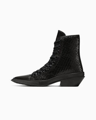 Chuck 70 De Luxe Pointed Platform Woven Leather Black/Egret/Black, Inner Side View