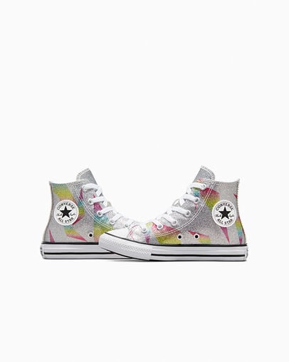 Chuck Taylor All Star Prism Glitter Pure Silver/Aqua Soul/White, Detail Angle View