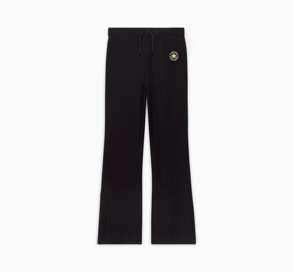 High-Rise Rib Knit Pants Black