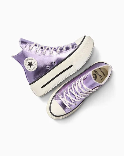 Chuck Taylor All Star Lift Double Stack Platform Metallic Lilac Metallic/Egret/Black, Angled View