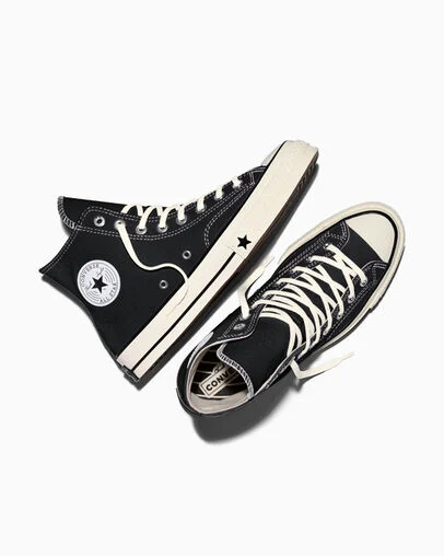 Chuck 70 X Black/Black/Egret, Angled View