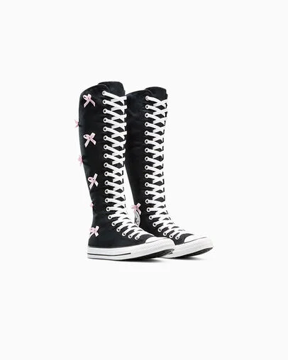 Chuck Taylor All Star XXHi Bows & Studs Black/Pink Frosting/Egret, Top and Side View