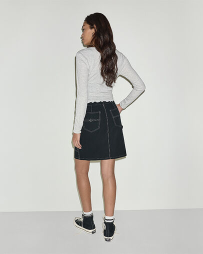 Star Patch Cargo Pencil Skirt Converse Black, Detail View