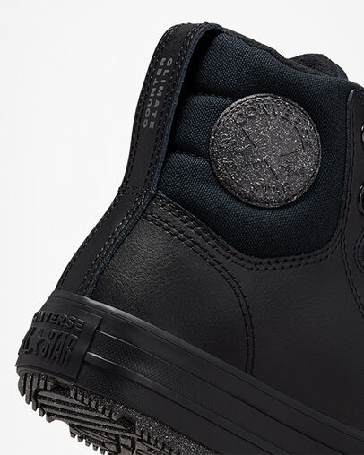 Chuck Taylor All Star Berkshire Boot Leather Black/Black/Iron Grey, Detail Angle View