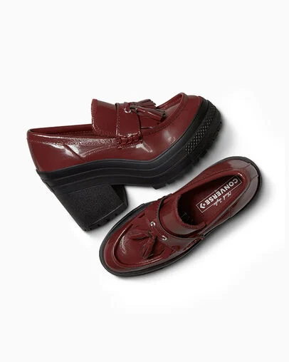 Chuck 70 De Luxe Heel Loafer Platform Leather Rottin Apple/Rottin Apple, Angled View