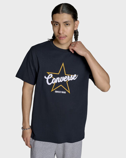 Star Outline T-Shirt Black, Front View