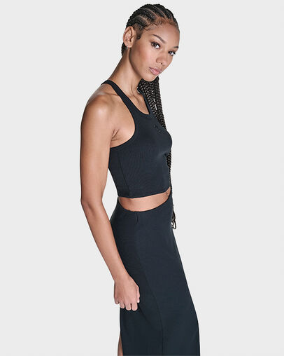Box Star Cropped Tank Converse Black, Back View