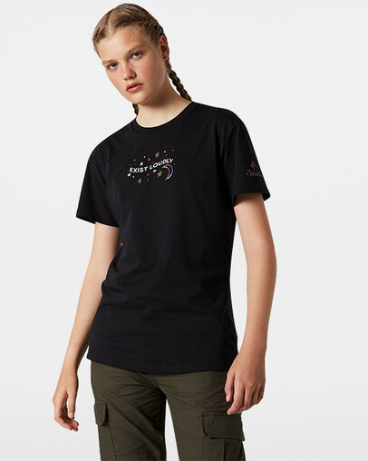 Exist Loudly Embroidery Short Sleeve Converse Black