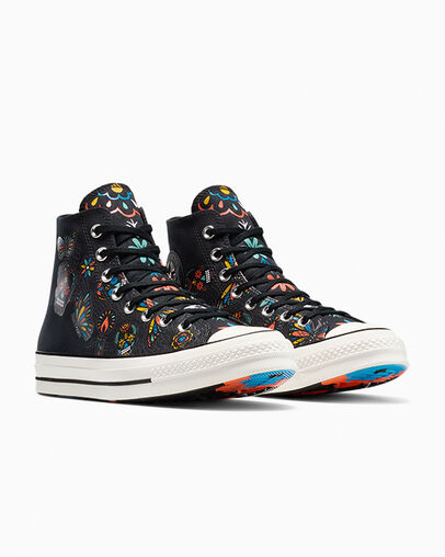 Chuck 70 Day Of The Dead Black/Fire Drill/Egret, Top and Side View