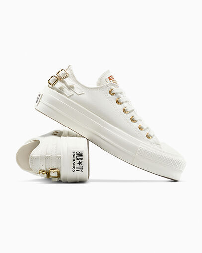 Chuck Taylor All Star Lift Platform Buckle Egret/Egret/Black, Detail Angle View