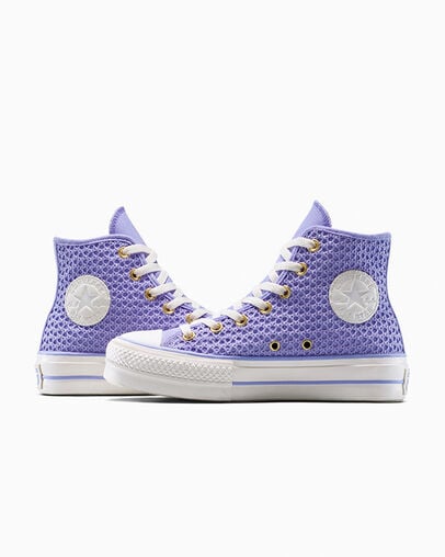 Chuck Taylor All Star Lift Platform Knit Violet Heat/Violet Heat/Egret, Detail Angle View