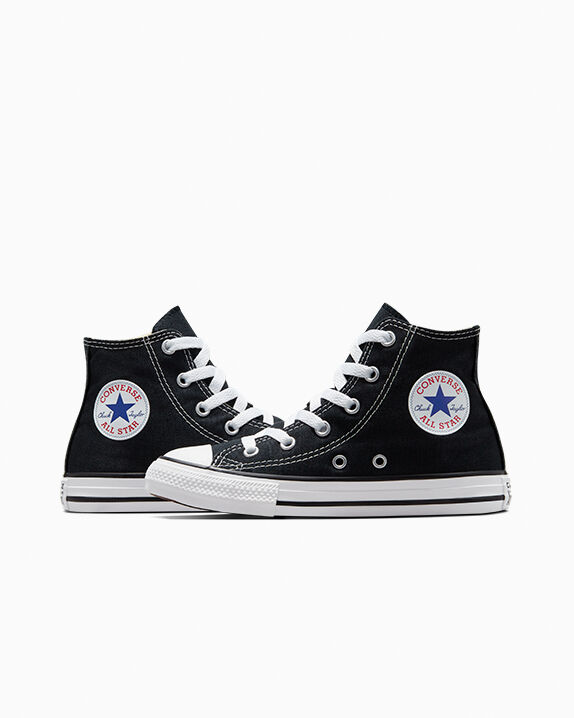 black and blue converse high tops