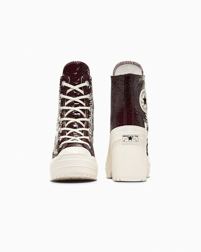 Chuck 70 De Luxe Heel Crinkle Leather Bloodstone/Egret/Black, Heel View