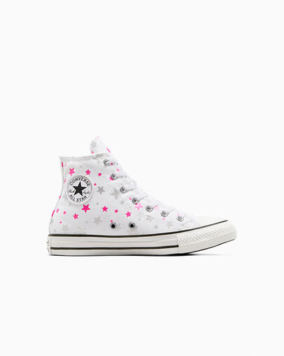 Chuck Taylor All Star Sparkle White/Prime Pink/White, Outer Side View
