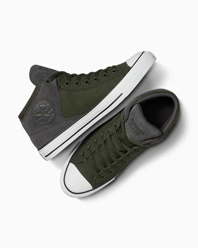 Chuck Taylor All Star High Street Suede & Canvas Cave Green/Dark Matter/White, Angled View