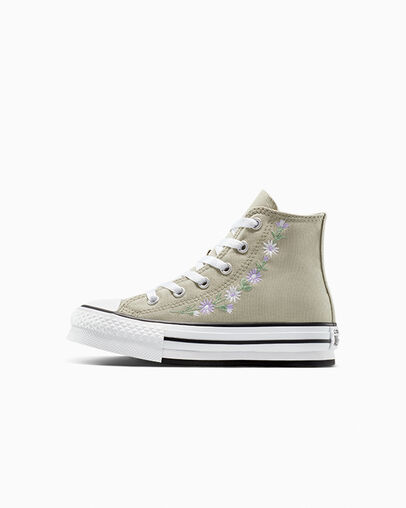 Chuck Taylor All Star EVA Lift Platform Embroidered Florals Pale Surplus/White/Violet Heat, Inner Side View