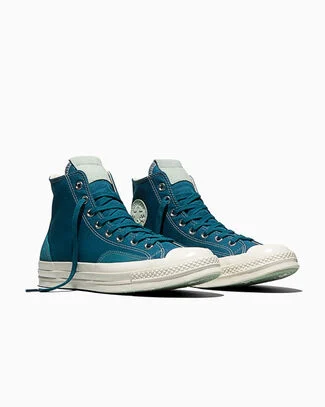 Chuck 70 Canvas & Suede Murky Waters Blue/Egret/Thyme Again Green, Outer Side View