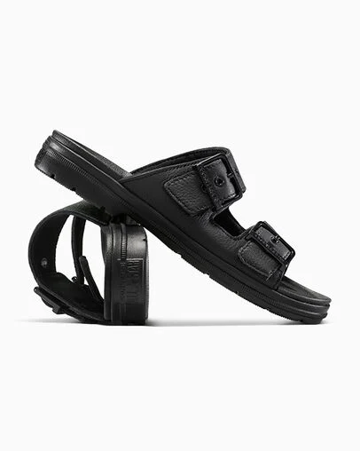Chuck Taylor All Star Lugged Flatform Sandal Black/Black/Black, Detail Angle View