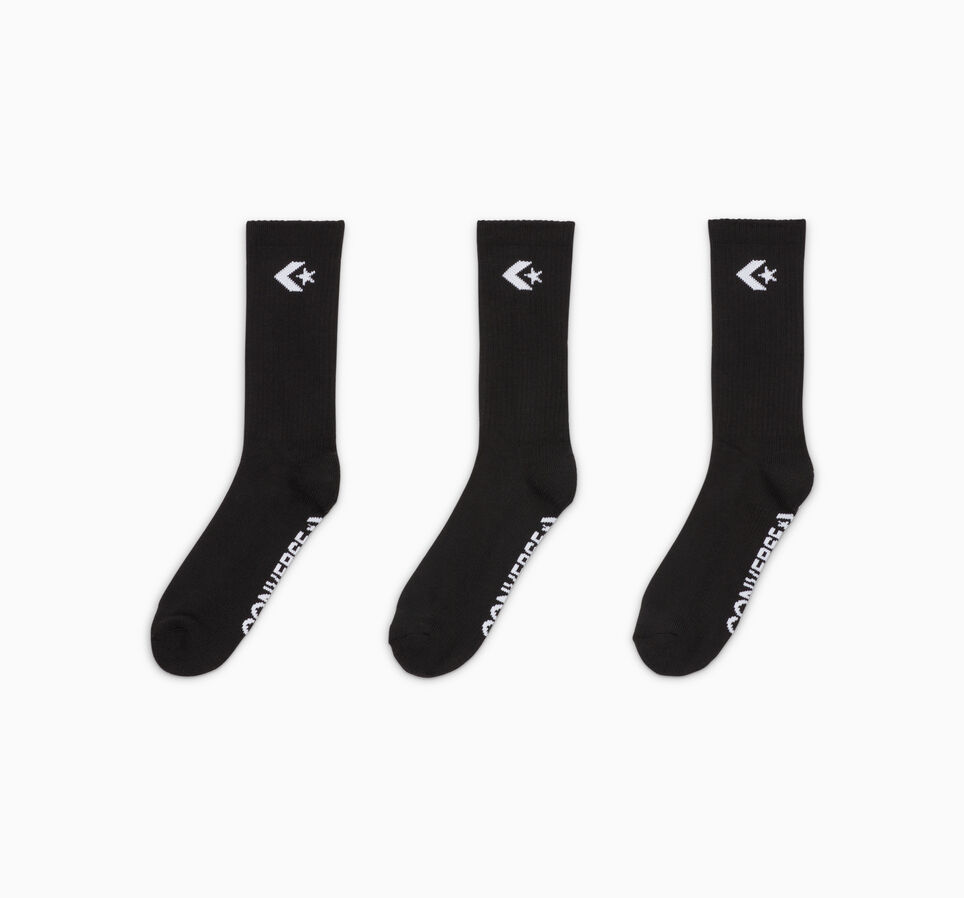 3-Pack Women's Embroidered Crew Socks Black