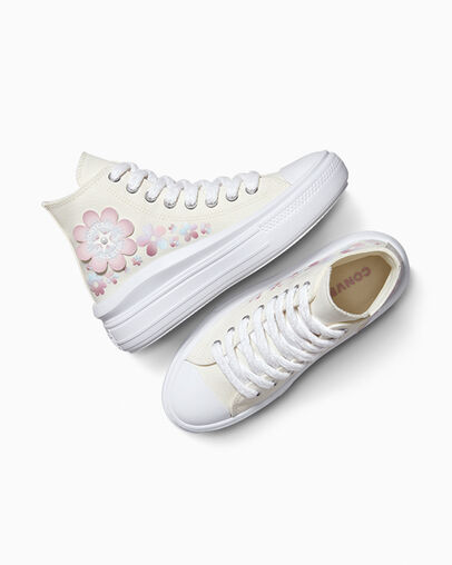 Chuck Taylor All Star Move Platform Gradient Flowers Egret/Orchid Dust, Angled View