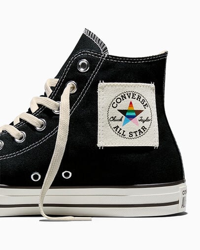 Chuck Taylor All Star Pride Patch Black/Egret/Egret, Detail Angle View