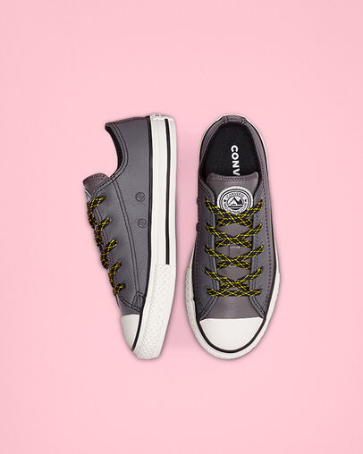 Tumbled Leather Chuck Taylor All Star Carbon Grey/Vivid Sulfur/Egret