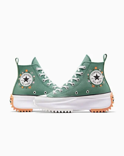 Run Star Hike Platform Little Flowers Admiral Elm Green/White/Gum, Detail Angle View