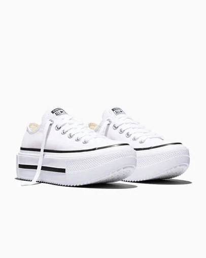 Chuck Taylor All Star Lift Double Stack Platform Canvas White/Black/White, Top and Side View